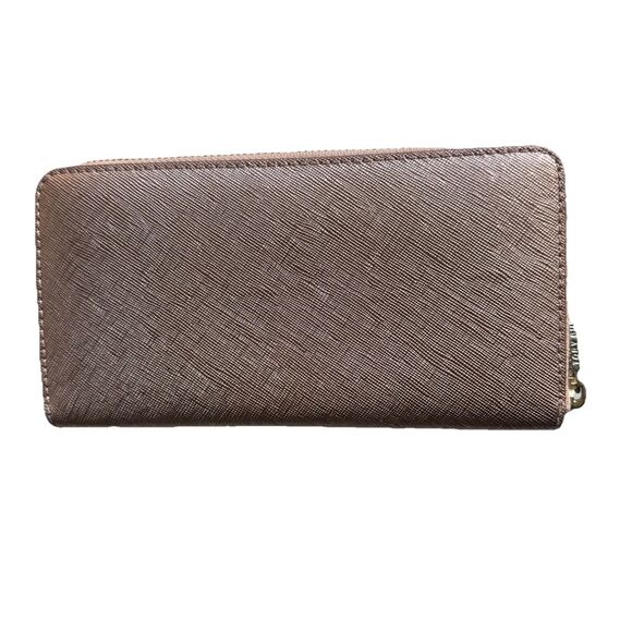 Tory Burch Robinson Continental Large Accordion Zip Wallet Rose Gold Shiny - Picture 2 of 14